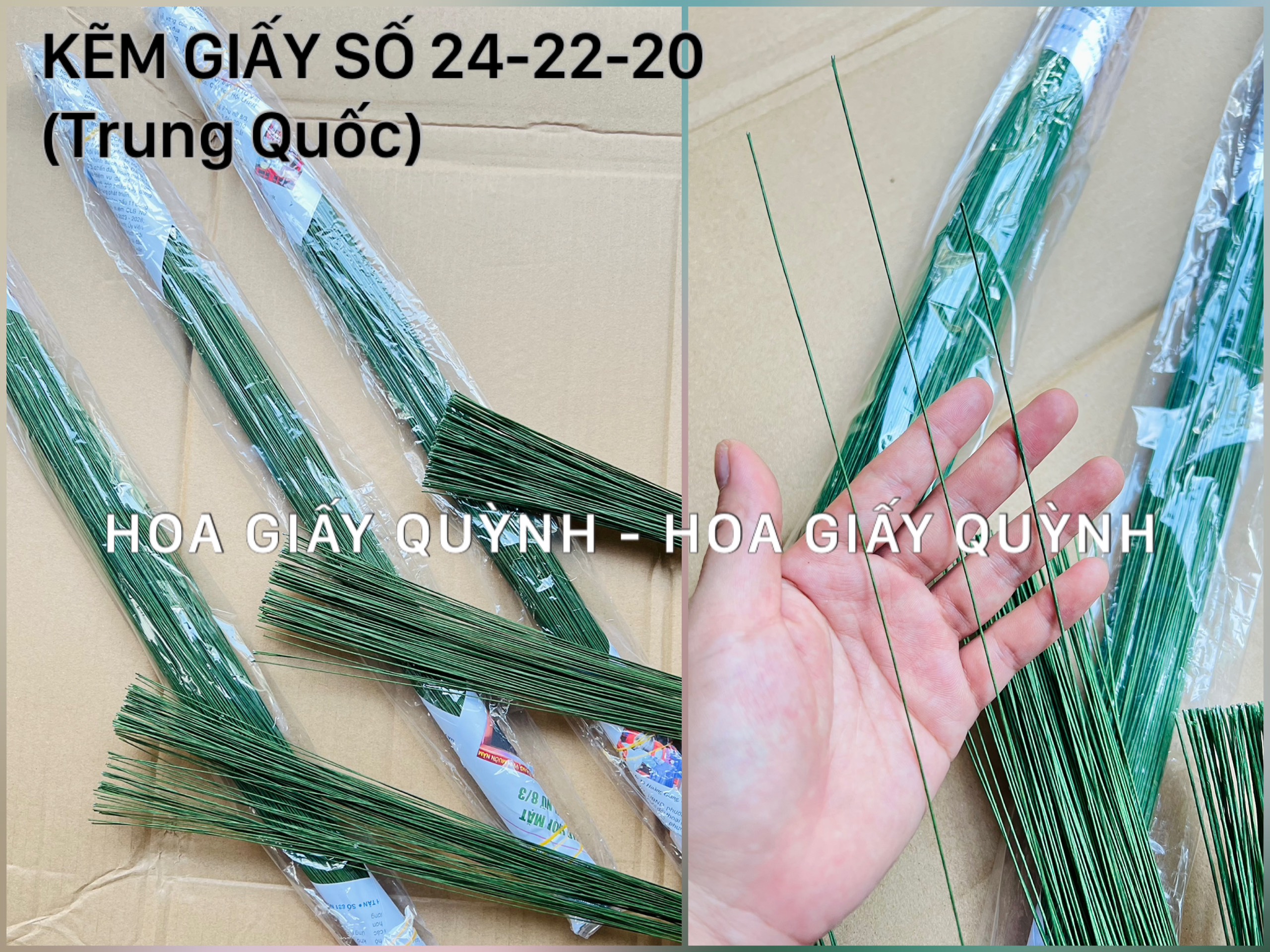 KẼM GIẤY XANH (Trung Quốc) SỐ 24-22-20 - bó 100 cây