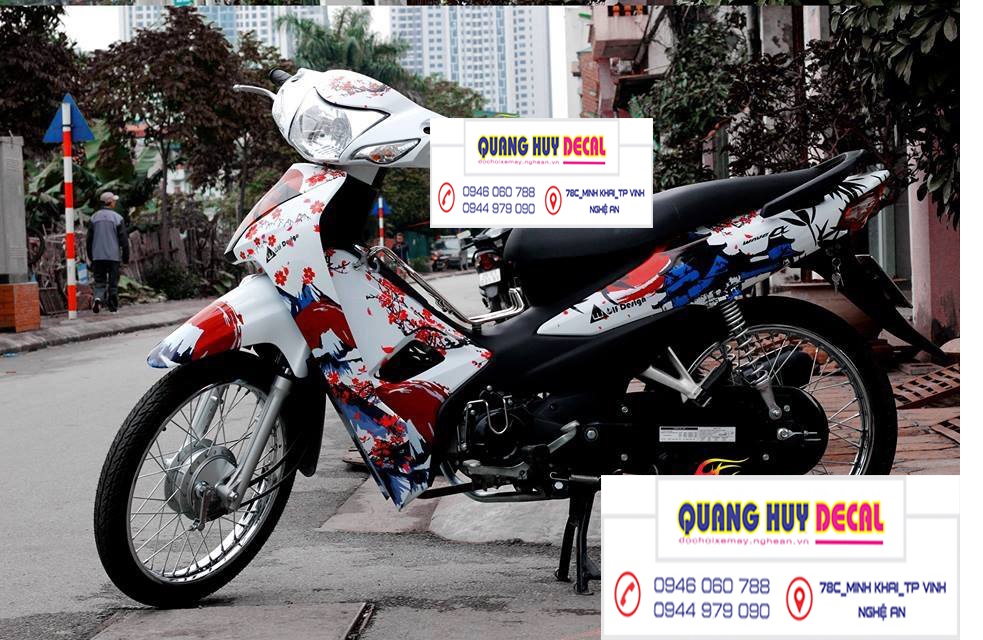 Team dán xe máy wave samurai trắng đỏ - Tem trùm dán xe máy wave alpha 110 samurai trắng đỏ - Độ team trùm dán xe máy wave rẻ đẹp chất