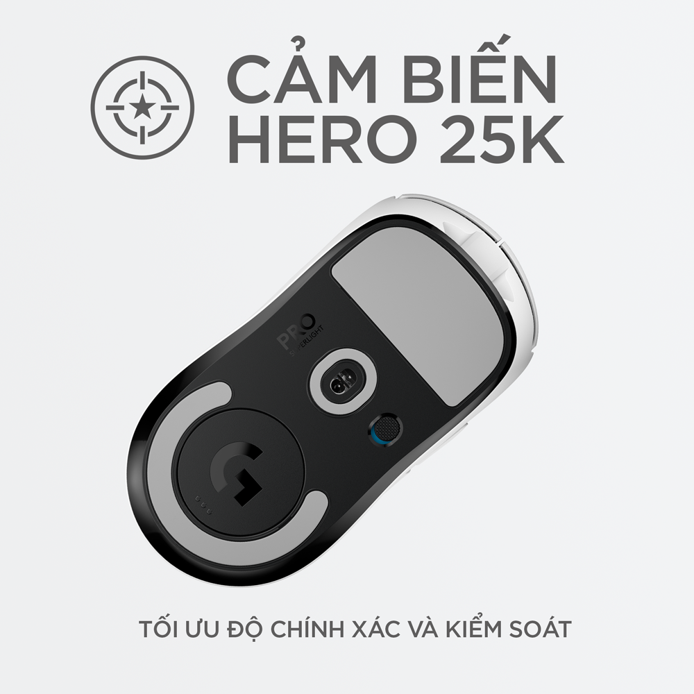 Chuột game không dây Logitech G Pro X Superlight - Siêu nhẹ, cảm biến Hero 25k, 25.6k DPI, Lightspeed, 5 nút lập trình, pin lâu, PC/Laptop