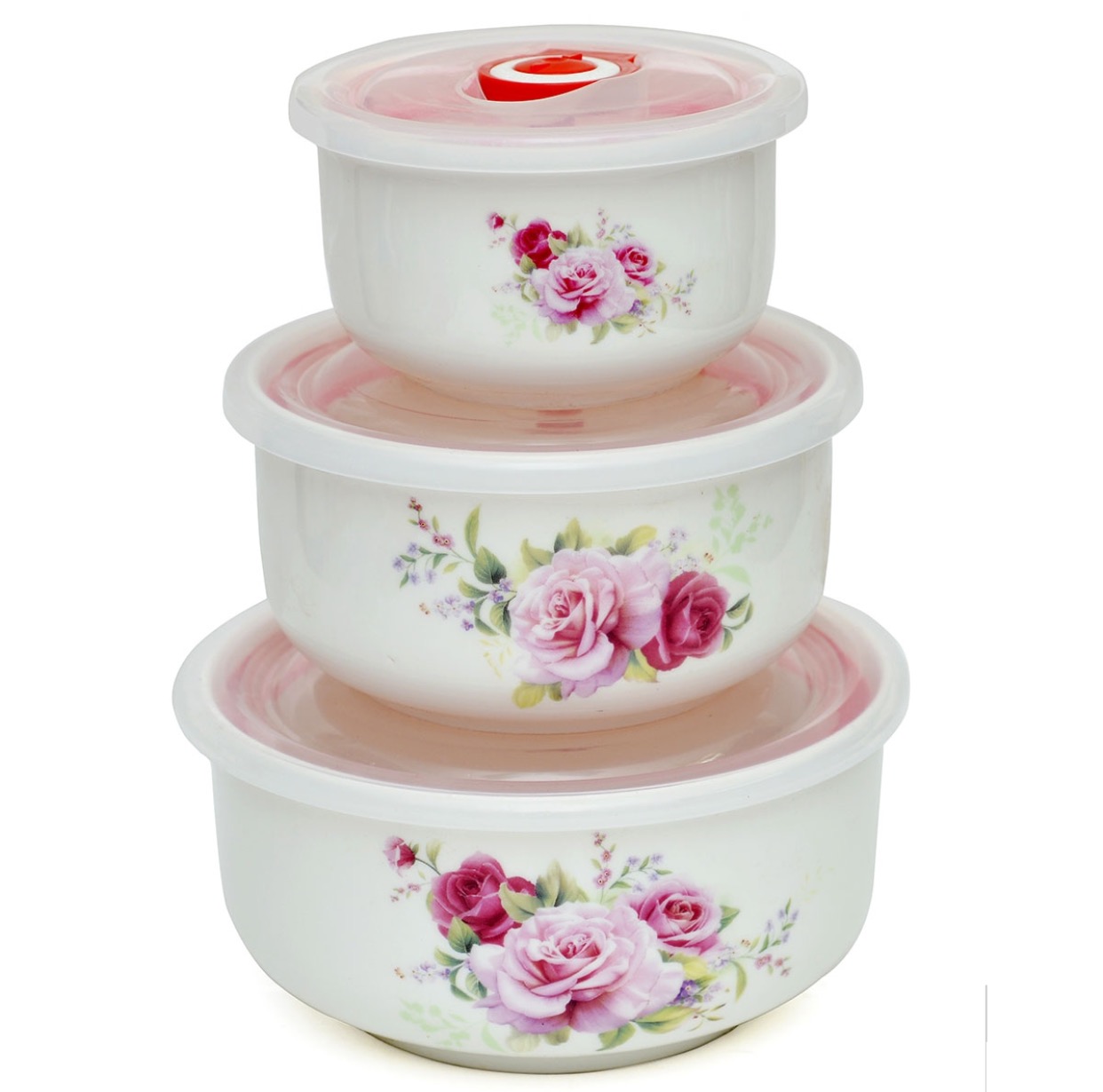 Bộ 3 bát sứ có nắp hút chân không cao cấp