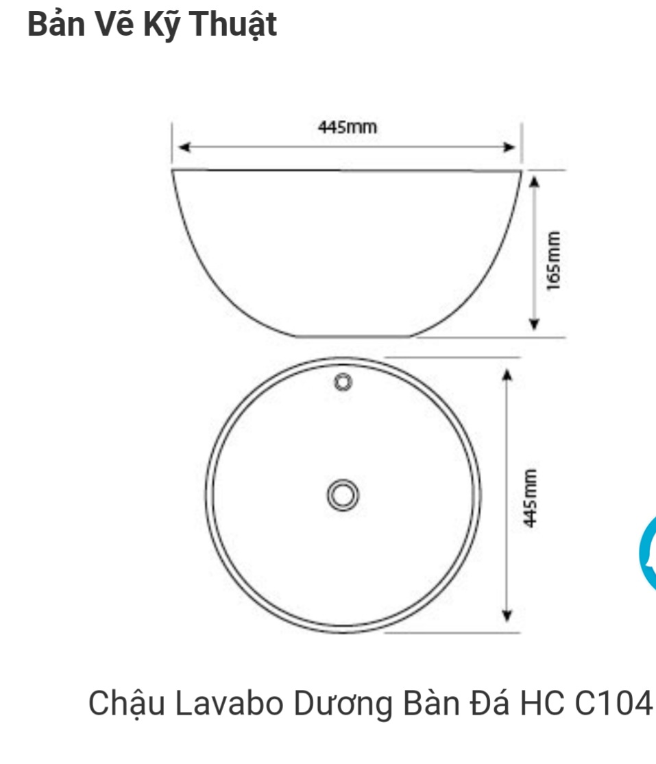 Lavabo đặt bàn HC104 ( Lắp đặt phòng Nail hoặc phòng tắm)