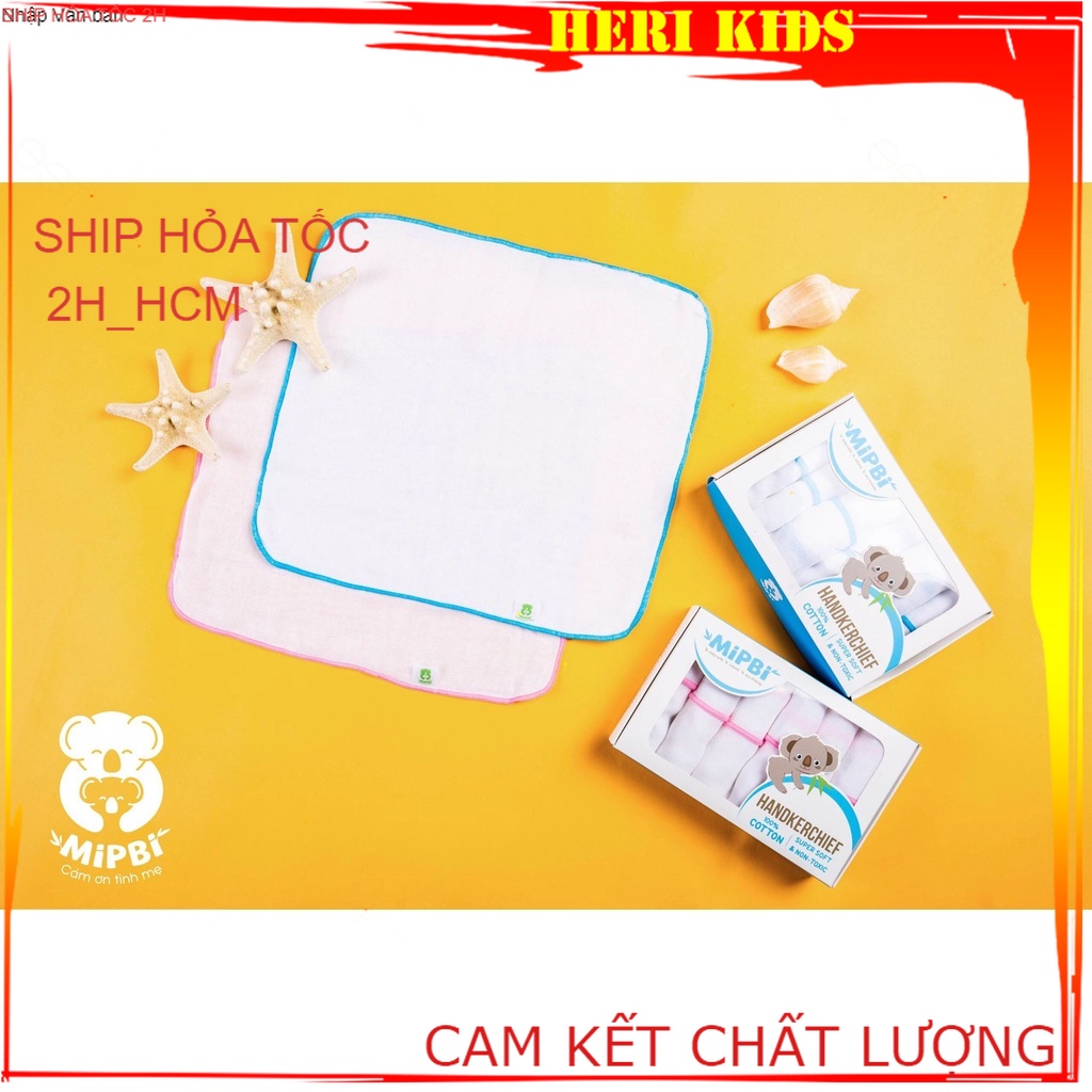 Khăn sữa Mipbi 10 điểm 4 lớp, túi 10 khăn