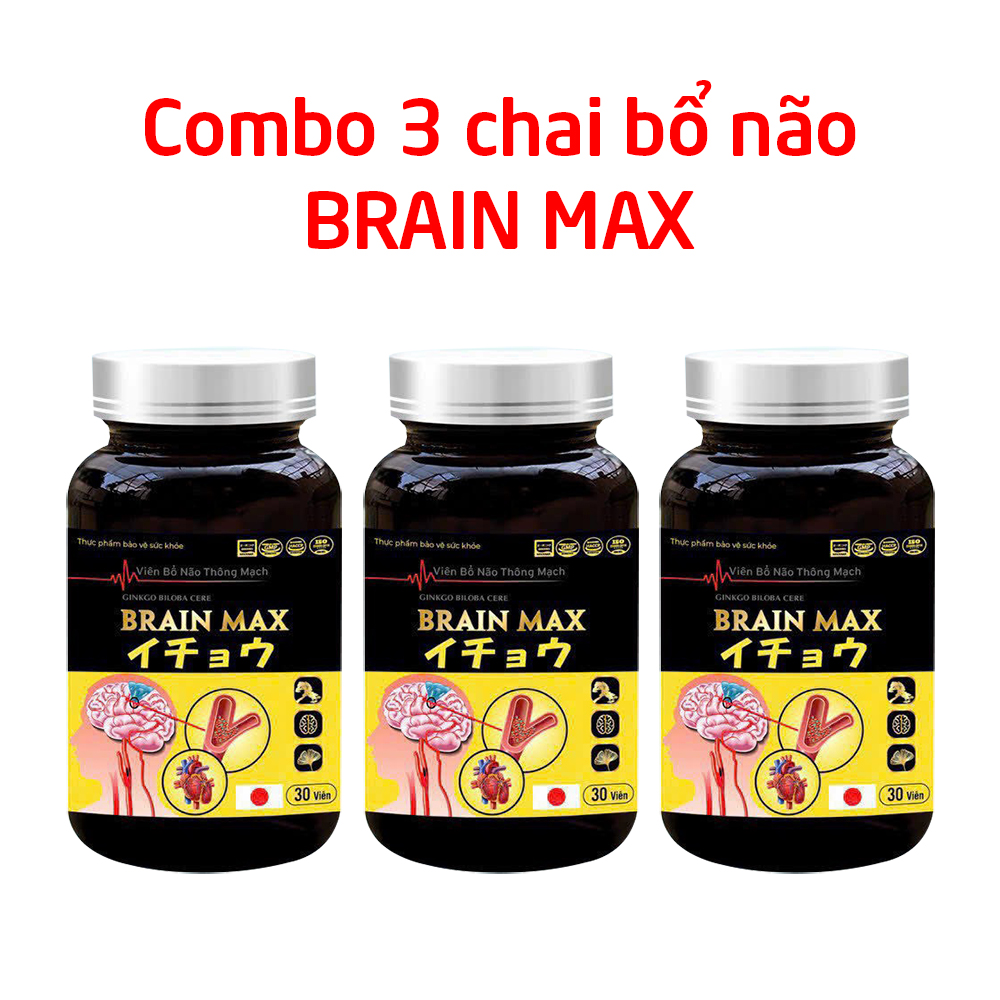 Combo 3 hộp Viên bổ não thông mạch Ginkgo Biloba Cere Brain Max làm tan huyết khối, giảm di chứng sau tai biến - hộp 30 viên
