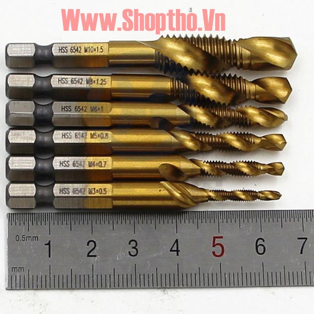 Bộ 6 Mũi Taro Ren (Hss 6542 Phủ Titan)