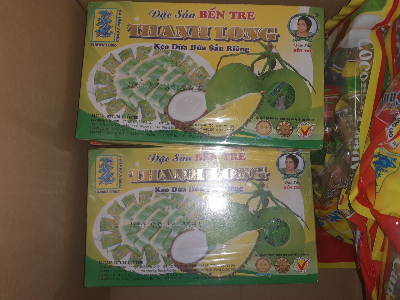 [HCM]KẸO DỪA DỨA SẦU RIÊNG BẾN TRE 300G (THANH LONG)