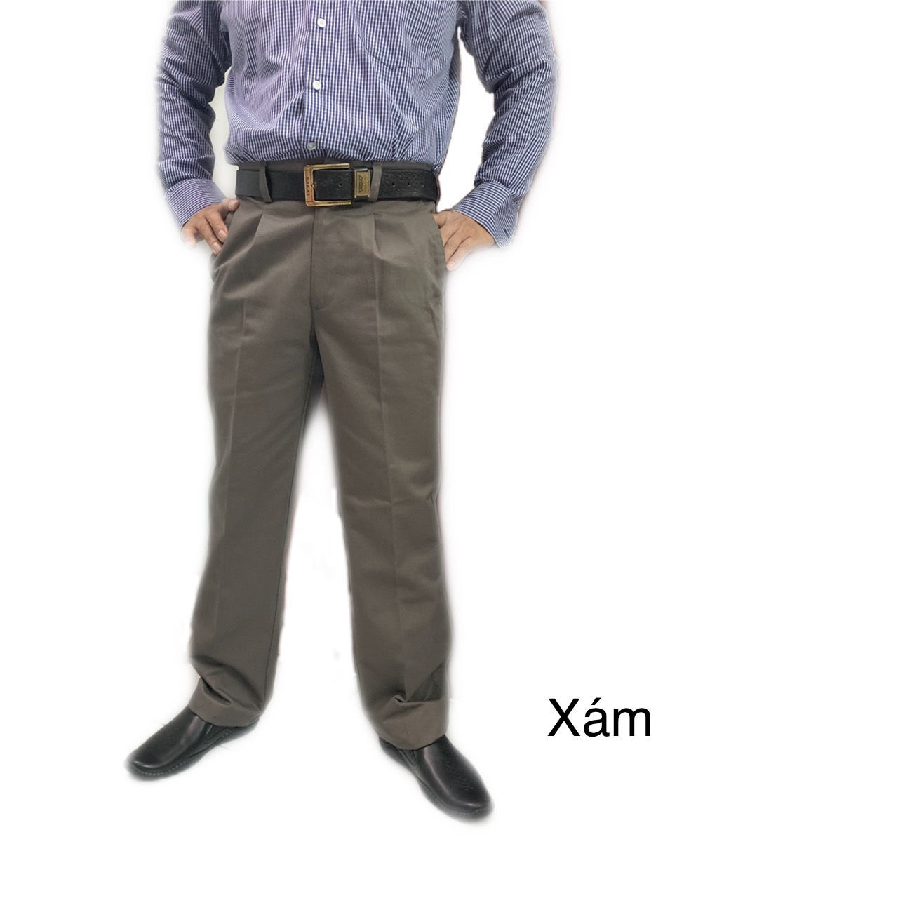 Quần kaki trung niên xếp ly