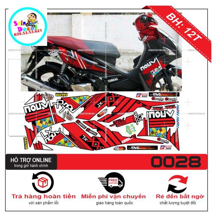 Tem xe nouvo 4 nv lx giống zin đỏ đen