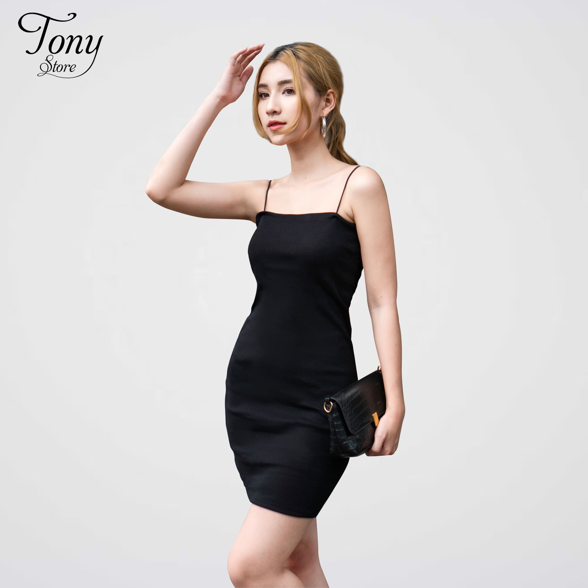 Đầm ôm body hai dây sợi bún