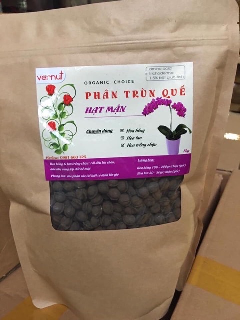 Phân Trùn Quế Hạt Mận Cho Hoa Lan 1KG
