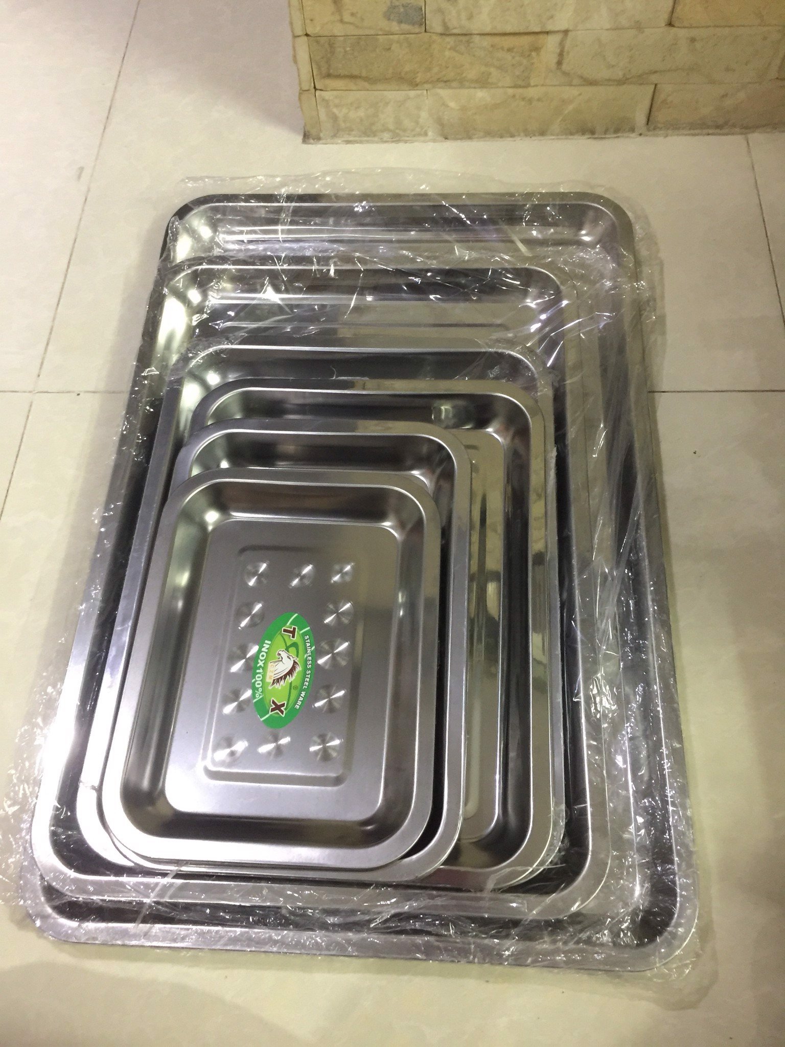 Mâm Khay Sâu 4,8cm Chữ Nhật Inox, Khay Inox Dày, Đẹp, Hàng Loại Tốt Đủ Kích Cỡ