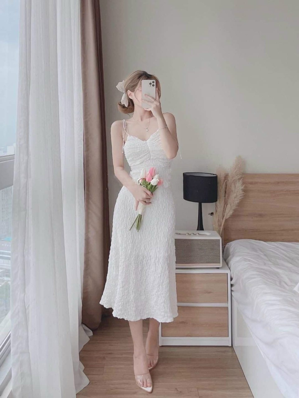 Đầm Xốp 2 Dây + Áo Khoác (Có Mút Lót)