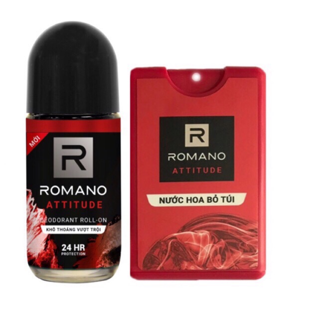 [HCM]Combo lăn khử mùi Romano 50ml + nước hoa 18ml Attitude