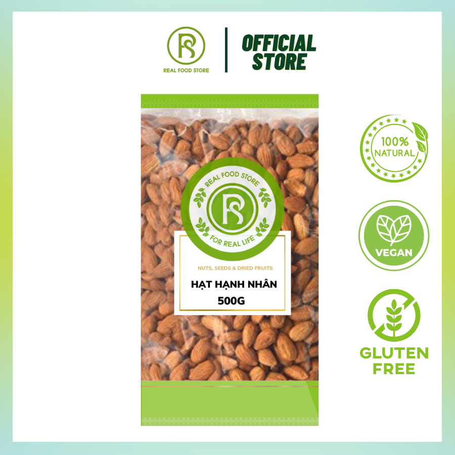 [HCM] Túi Hạt Hạnh Nhân REAL FOOD STORE 500g