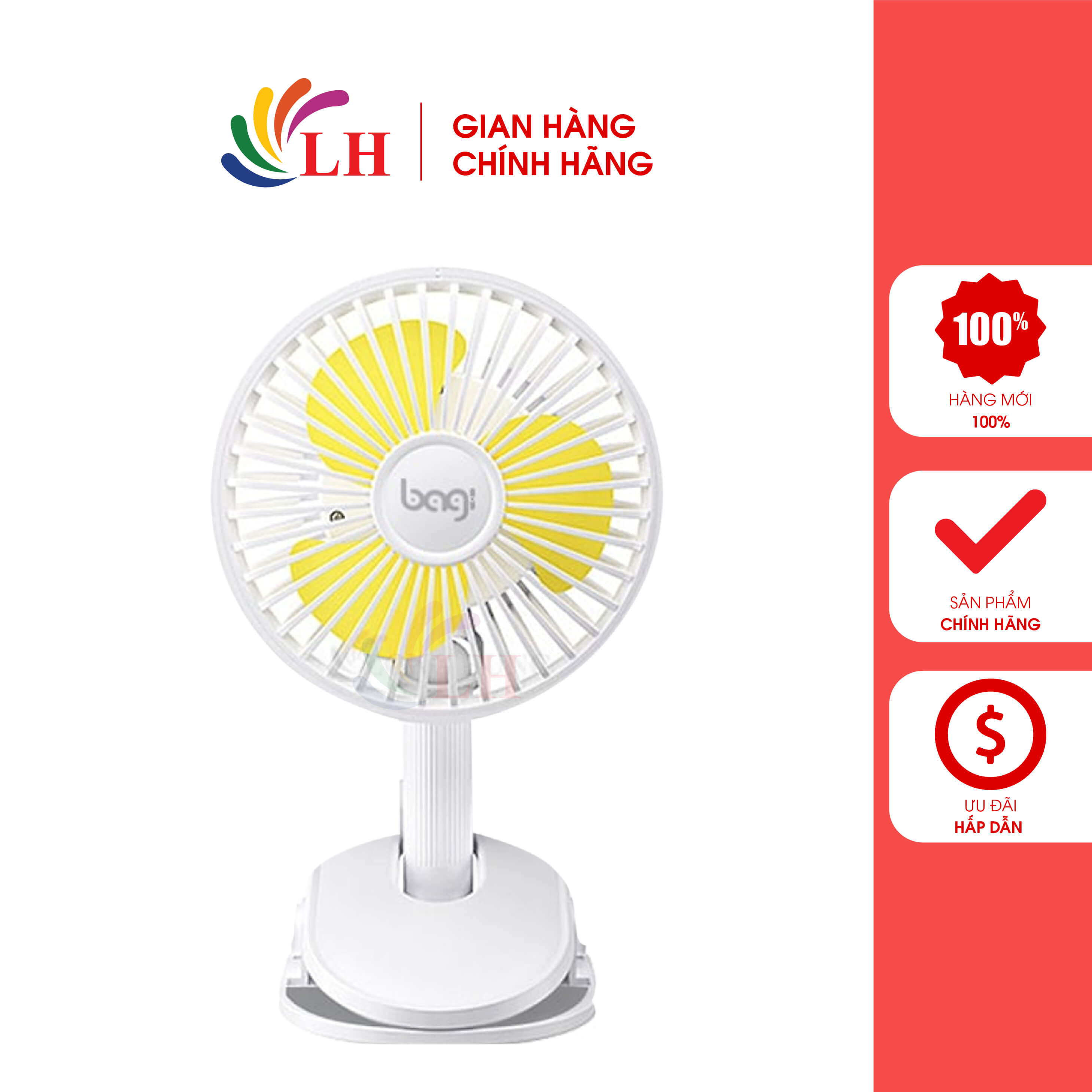 Quạt kẹp mini để bàn Bagi WST ZIP-2 - Hàng chính hãng - Thiết kế nhỏ gọn, Đẹp mắt, Chất liệu cao cấp