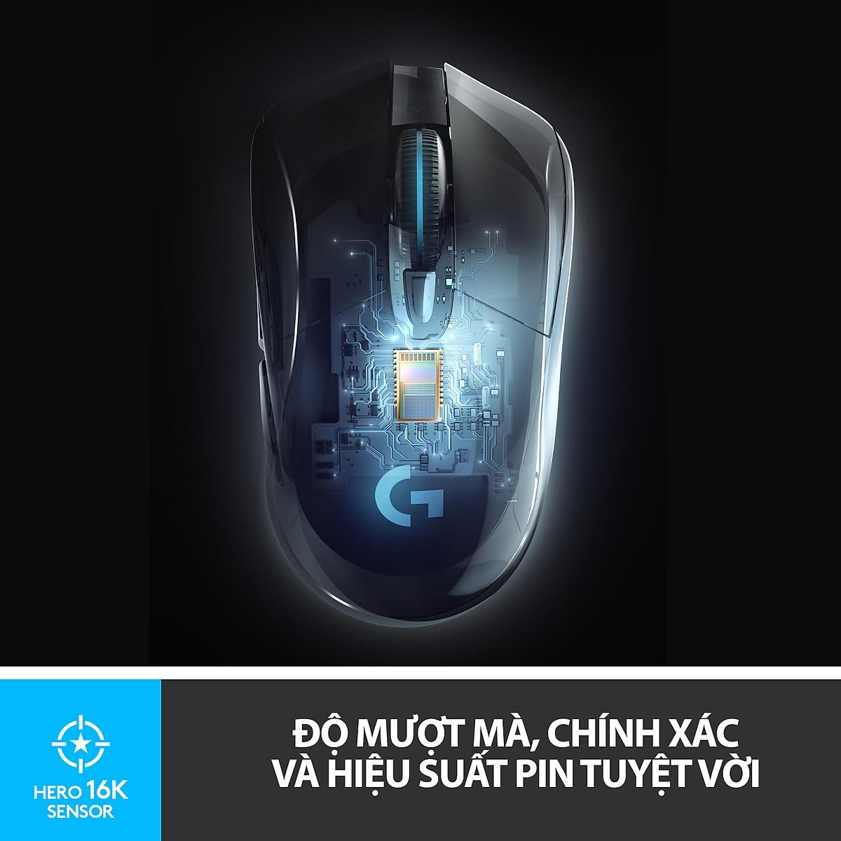 Chuột Gaming không dây Lightspeed RGB Logitech G703 - Cảm biến Hero 25k, nhẹ 95g+10g cân tùy chỉnh,pin 60h,PC/Mac - Hàng Chính Hãng