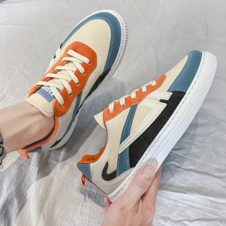 Giày thể thao nam, giày sneaker nam vải canvas đế bằng phối màu cam xanh cực thời trang, phong cách hàn quốc - export shoes 5