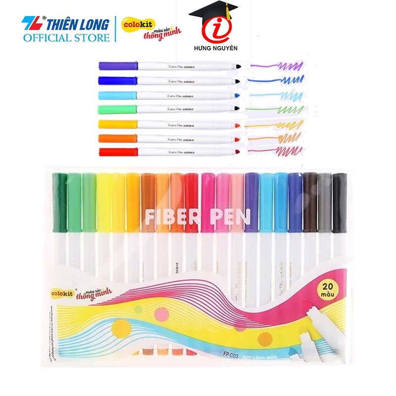 Bút lông màu 20 màu thiên long fiber pen colokit fp-c03