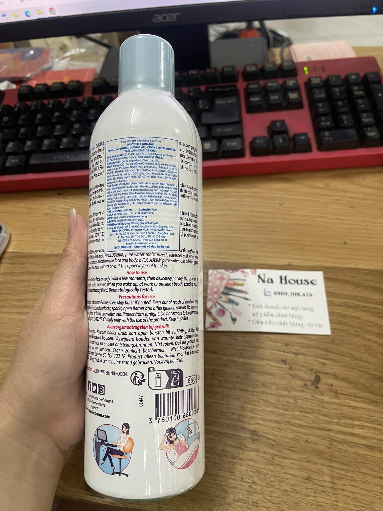 Xịt Khoáng Evoluderm Pháp 400ml