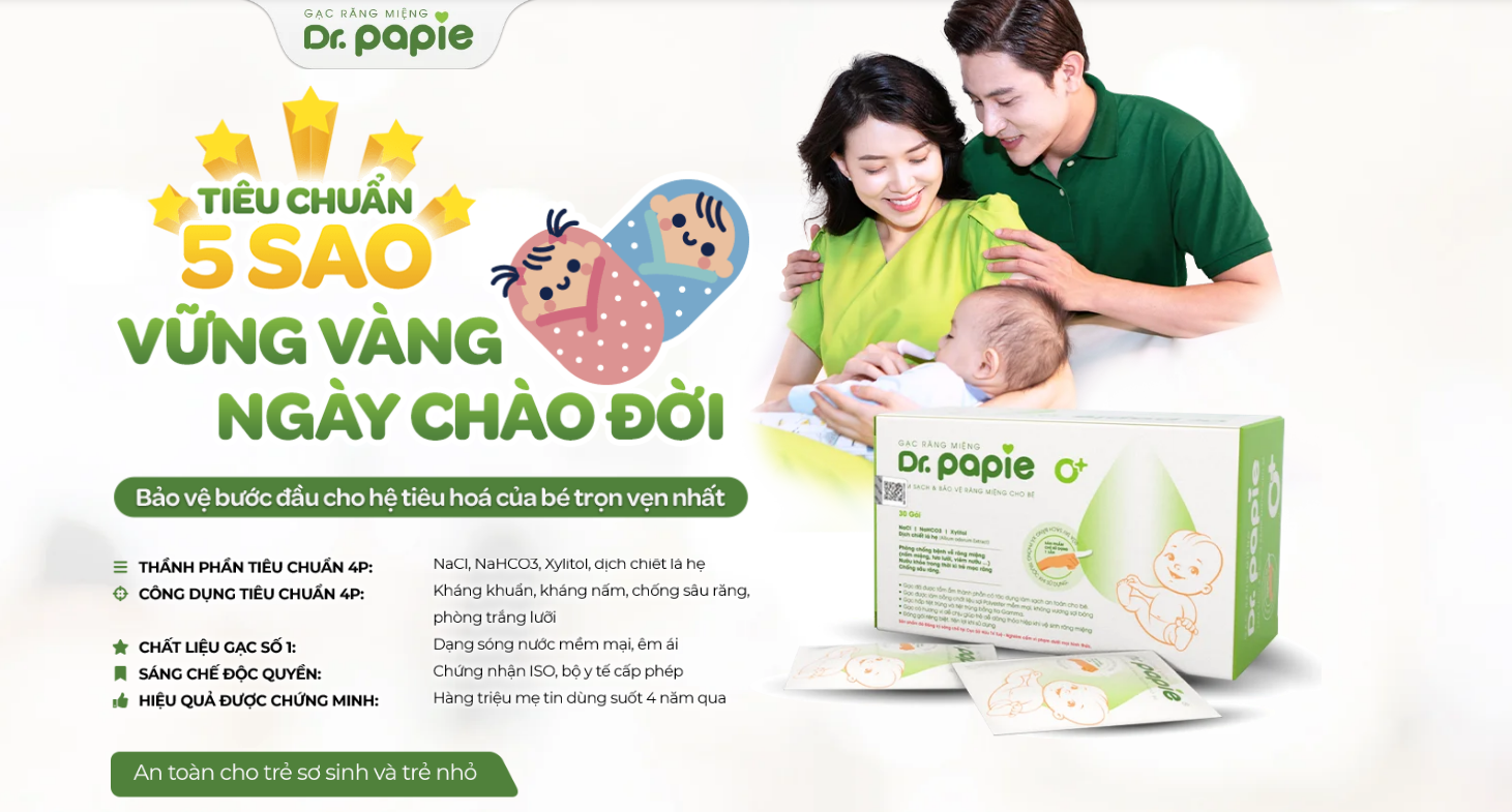 Gạc Rơ Lưỡi Dr.Papie - 30Gói/Hộp