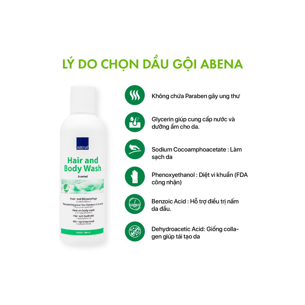 Dầu tắm gội khô Abena 200ml