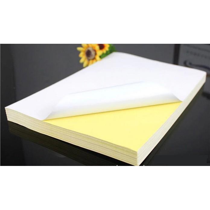 HCMGiấy Decal A4 đế VÀNG. 1 xấp 100 tờ. Dùng để in ấn và bóc ra dán được.