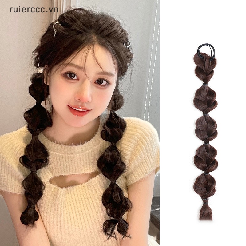 Buộc tóc cột tóc giả thắt bím phối màu siêu xinh