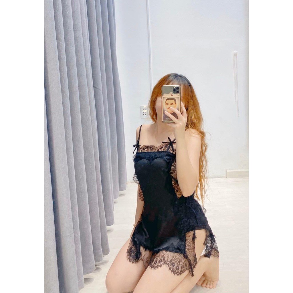 Đầm ngủ phi lụa phối ren cực sexy hot hit