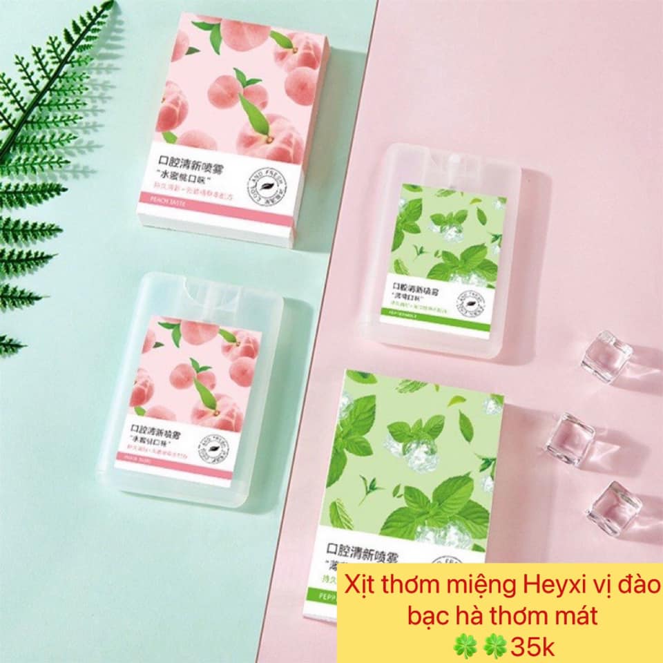 Xịt Thơm Miệng Heyxi Vị Đào, Trà Xanh Thơm Mát