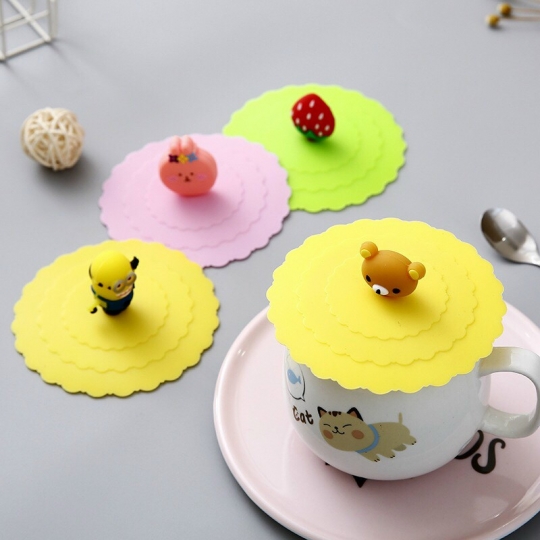 Nắp Đậy Ly Cốc Bằng Silicon Nhiều Hình Cute,