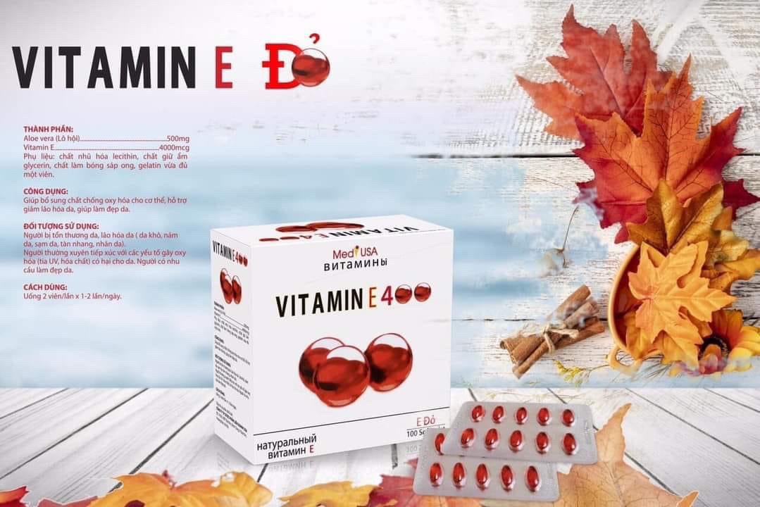 E đỏ - Vitamin E đỏ Nga. Hộp 100 viên