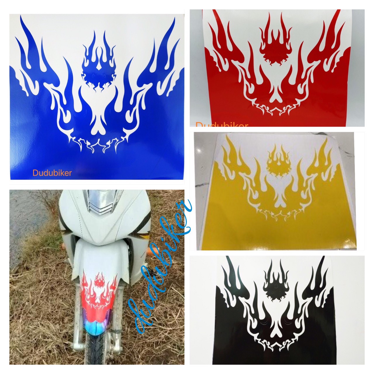 Tem decal dán dè trước sau xe máy hình ngọn lửa (giá 1 cái)