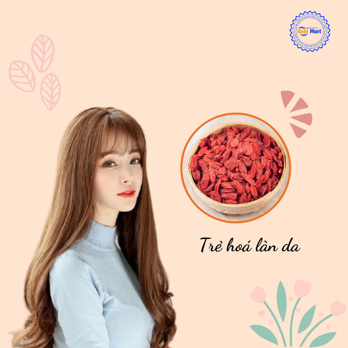 Red Goji Berries (Goji Berries) Large Dried Seeds Robimart Beautify Skin, Sleep Well, First Class Product - 50g, 100g Pack