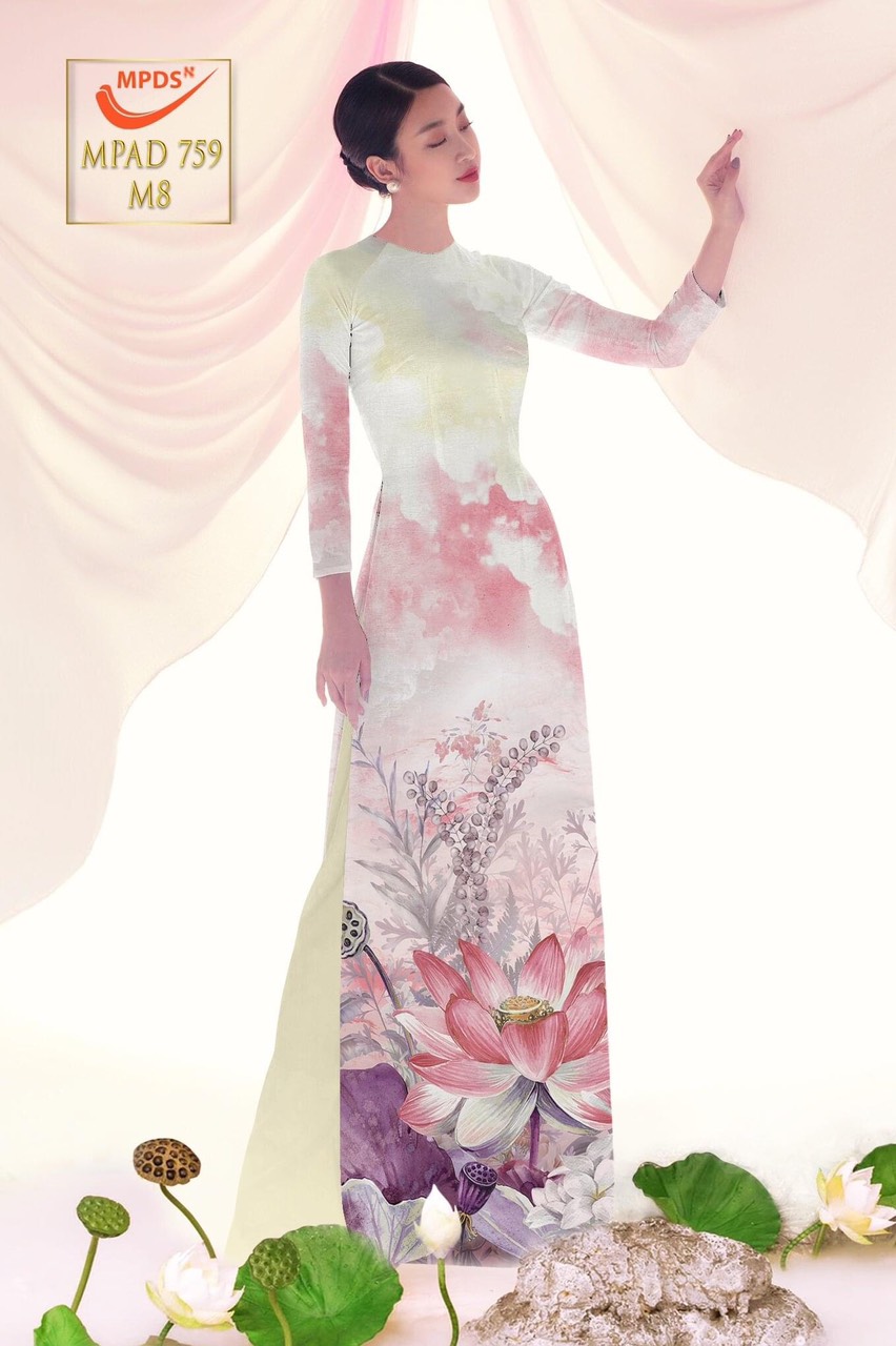 Vải áo dài hoa sen