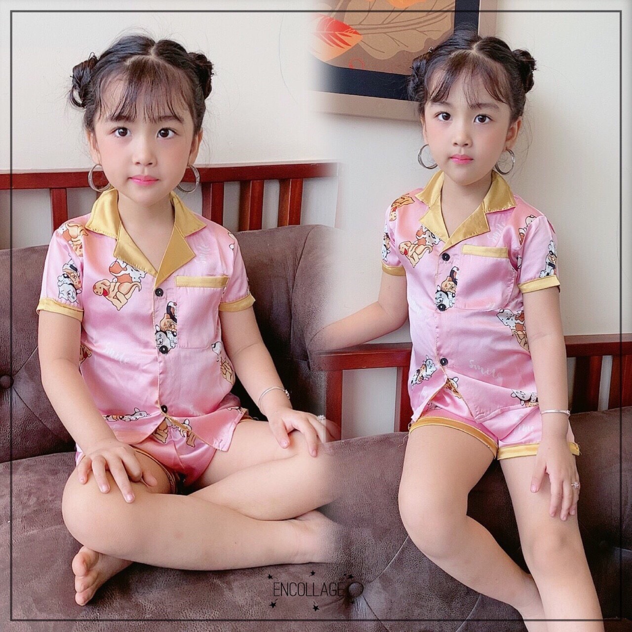 Bộ Pijama lụa cho bé gái