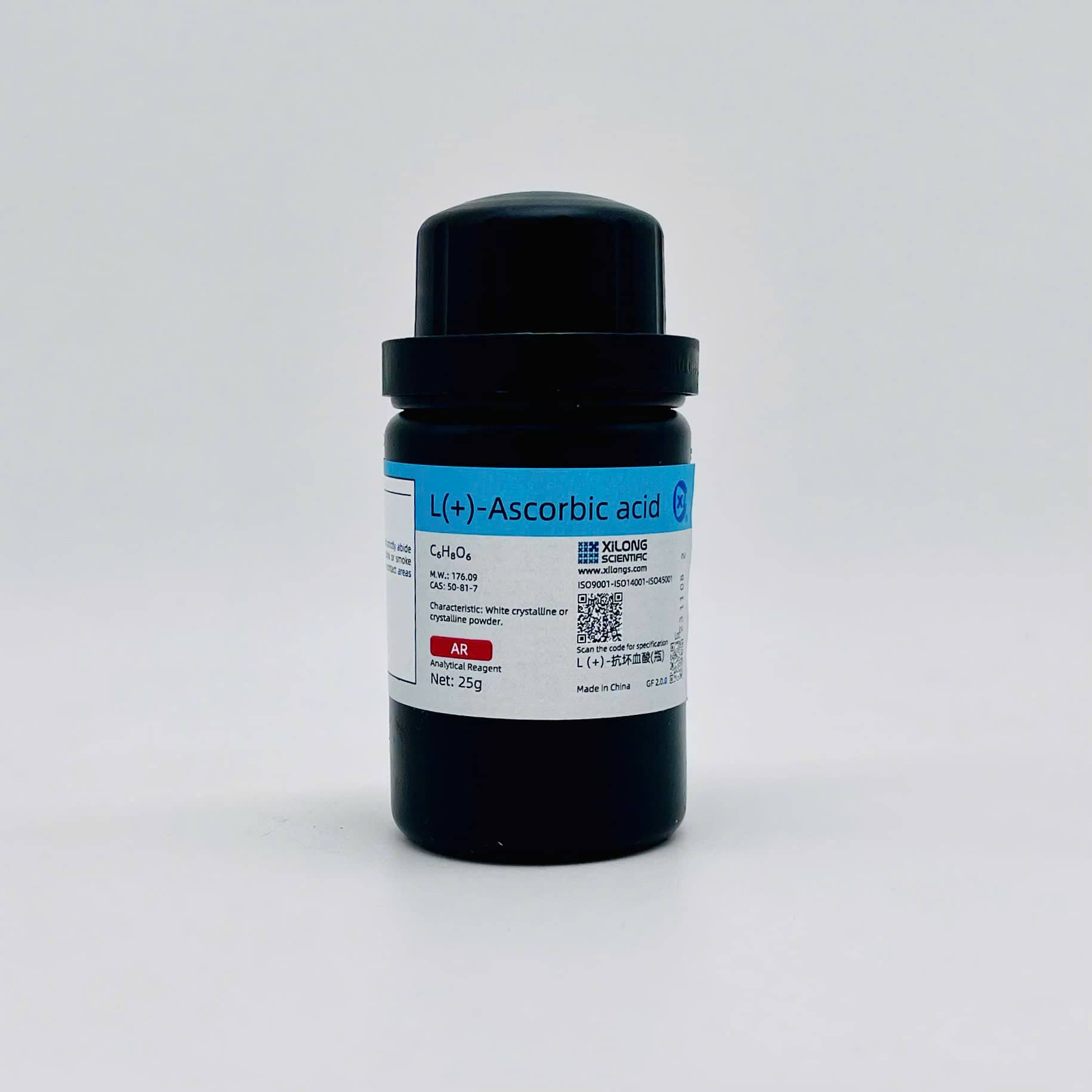 Chemical Compound L(+)-Ascorbic Acid (Vitamin C) (Ar, Bottle 25G/100G, Xilong, Cas 50-81-7)