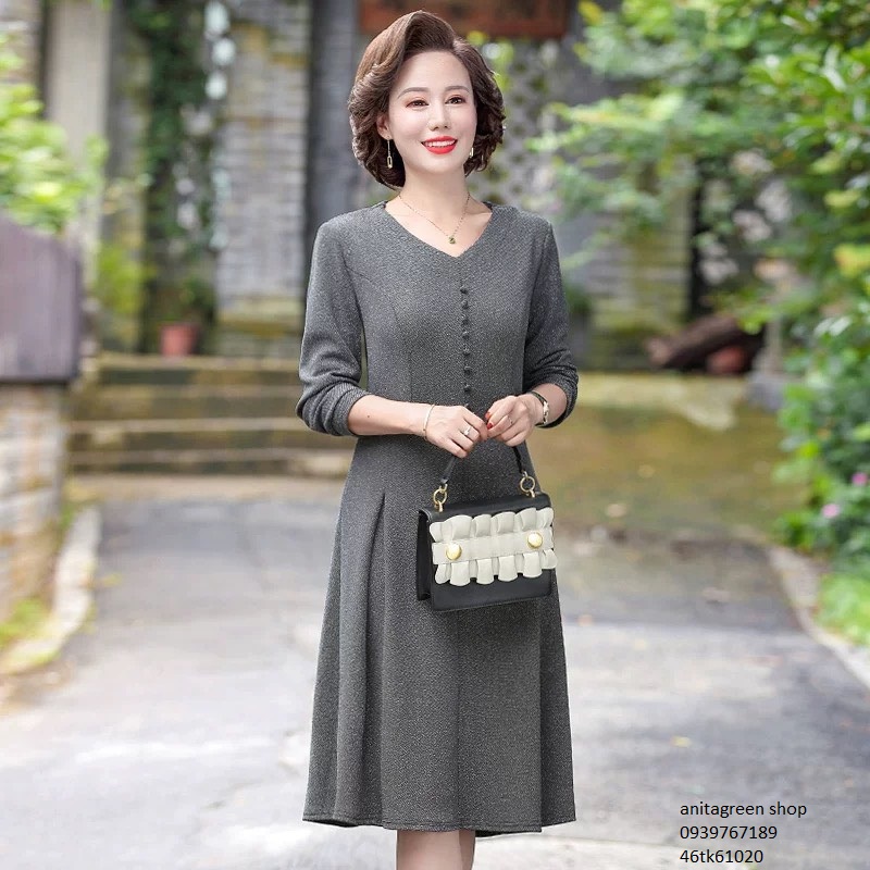 tk61020-Đầm xòe trung niên quý cô