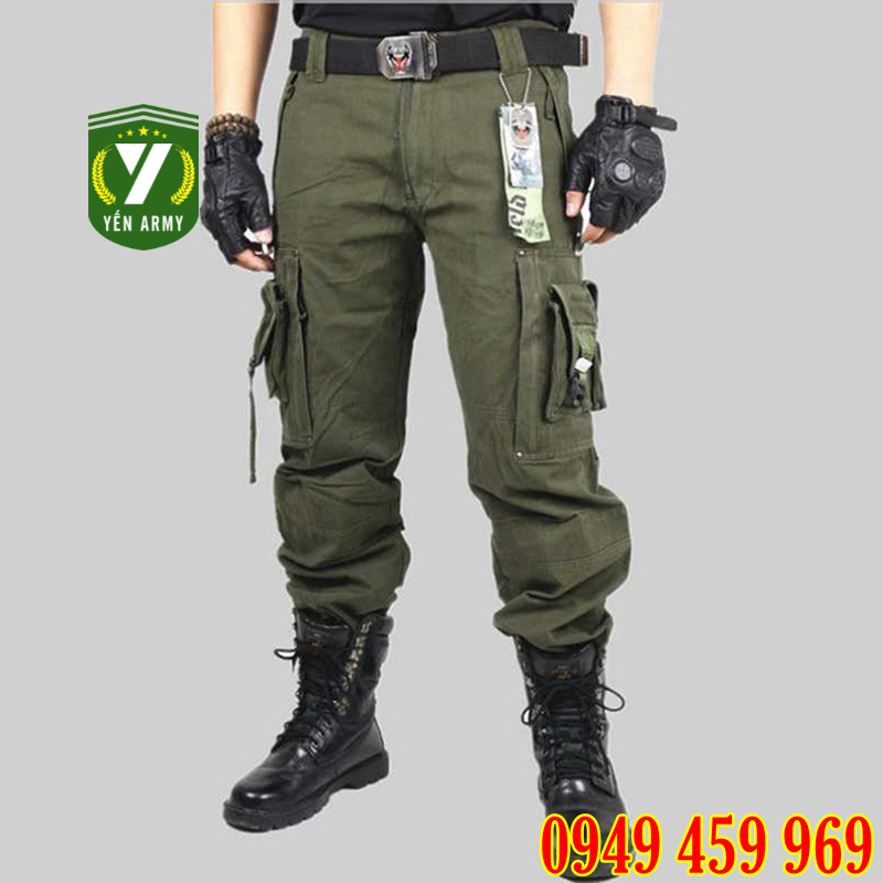 Quần Lính Nam Túi Hộp Màu Xanh Rêu - Mã Q008