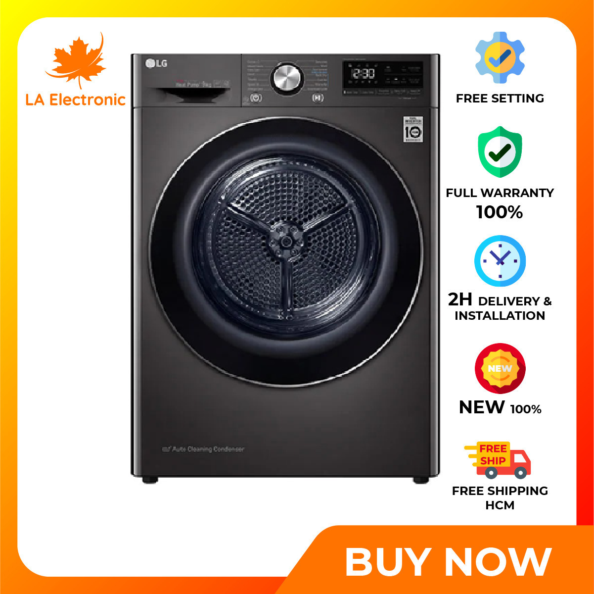 Máy sấy lg 9 kg dvhp09b - miễn phí vận chuyển hcm