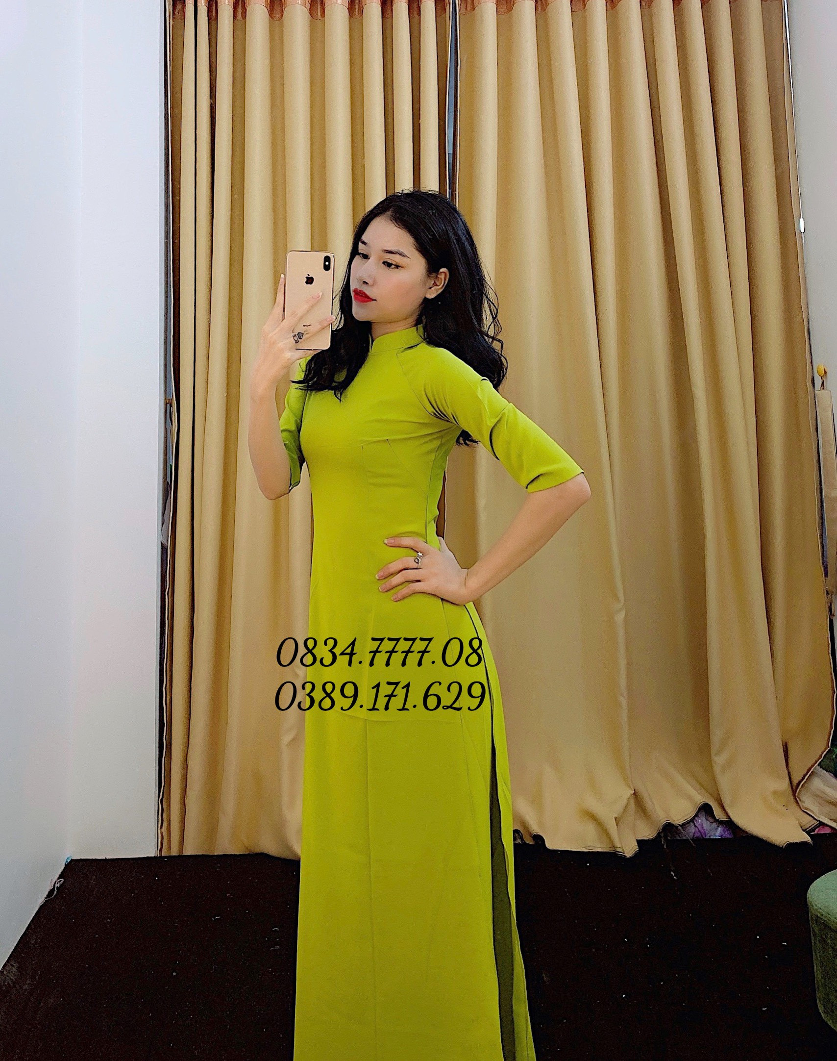Áo Dài Trơn Lụa Nhật Cao Cấp Màu Xanh Cốm Nhẹ Nhàng