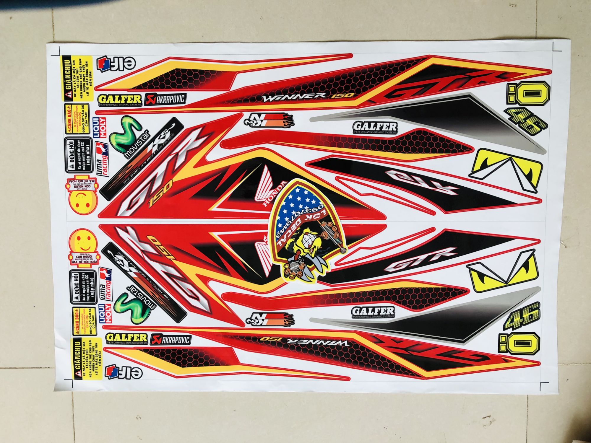 [ QUÍ KHÁCH VUI LÒNG MANG TEM RA TIỆM CHO THỢ DÁN] TEM RỜI Winner 150 tổ ong dán xe đỏ