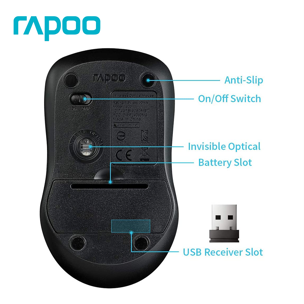 Rapoo wireless mouse 1680 silent wireless-genuine goods