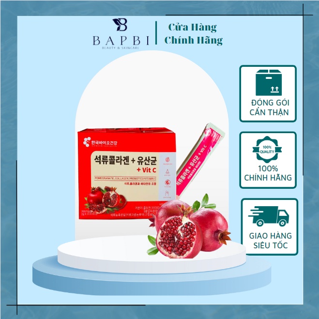 Collagen Lựu Đỏ Hàn Quốc 30 Gói - Bột Uống Colagen Trắng Da