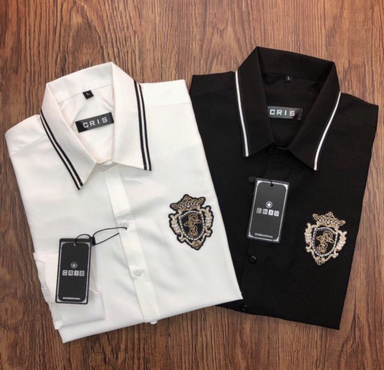 ÁO SƠ MI NAM NỮ PHỐI VIỀN LOGO THÊU SANG TRỌNG ĐẲNG CẤP [Xưởng Sỉ Giá Gốc]