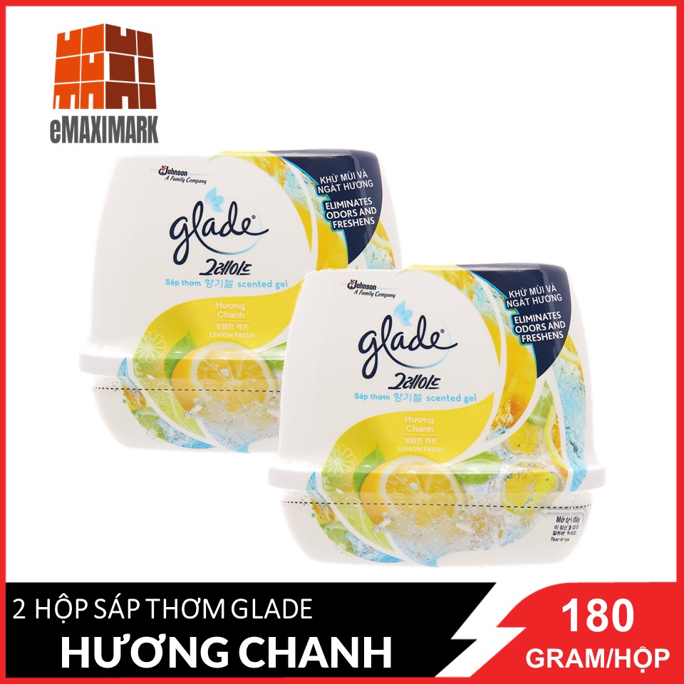 Combo 2 sáp thơm glade hương chanh hộp 180g