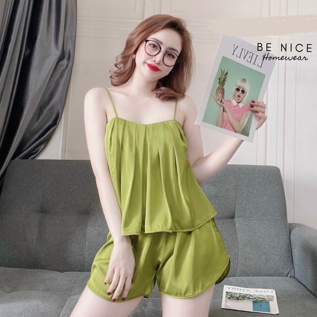 [HCM]Set lụa 2 dây mặc nhà xinh xắn