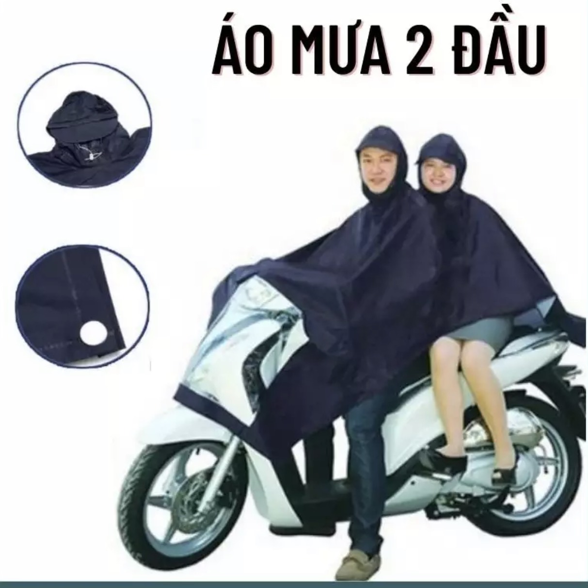 Áo mưa cánh dơi 2 người vải dù chống thấm