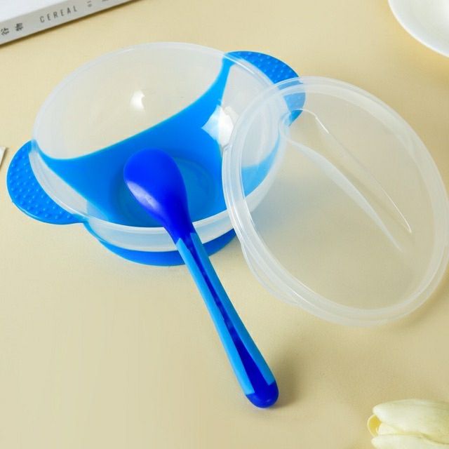 Bát Ăn Dặm Chống Đổ Kèm Thìa Báo Nóng