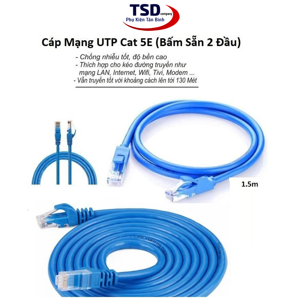 Cáp Mạng 2 Đầu Bấm Sẵn LXF Tốc Độ CAT 5E Dài 1.5M