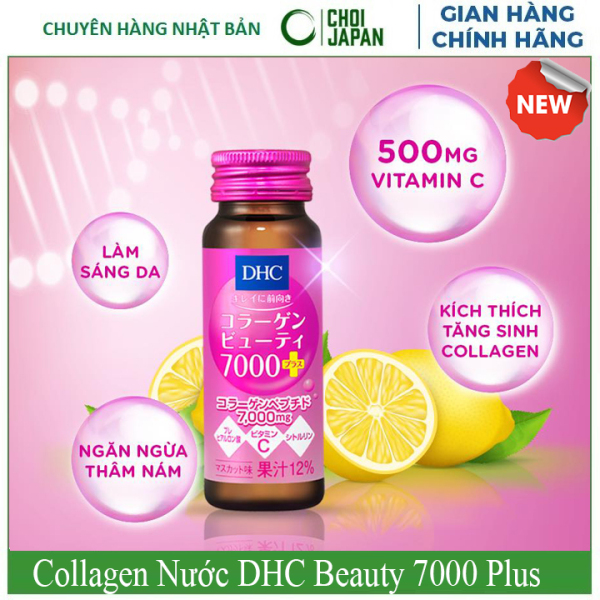 Collagen nước DHC Collagen Beauty Nhật Bản7000 Plus Nhật Bản | hộp 10 Lọ nhập khẩu