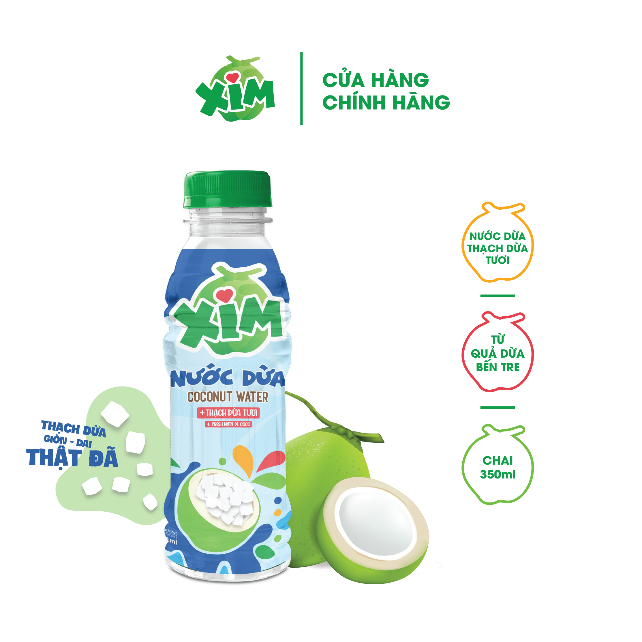 Nước dừa Xim thạch dừa tươi chai PET 350ml